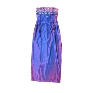 VTG Gunne‎ Sax Dress JRS 7 Purple Iridescent Boned Embroidered Ball Gown Formal